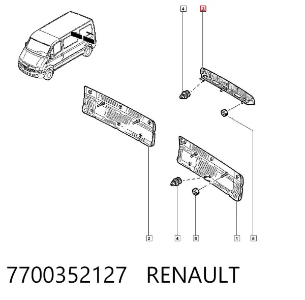 Накладка задніх дверей, права 7700352127 Renault (RVI)