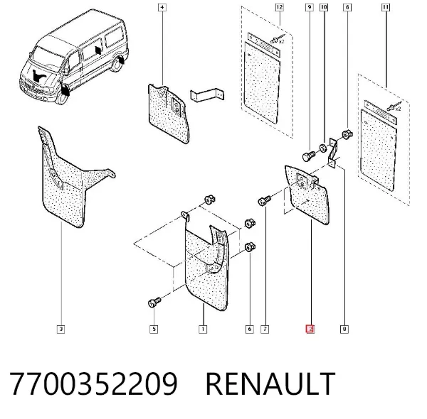 Бризковики задній, лівий 7700352209 Renault (RVI)