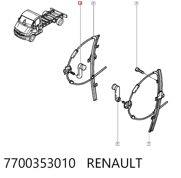 Ручка підйому скла дверей, переднього 7700353010 Renault (RVI)