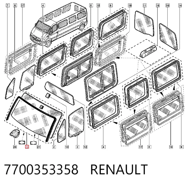 Лобове скло 7700353358 Renault (RVI)