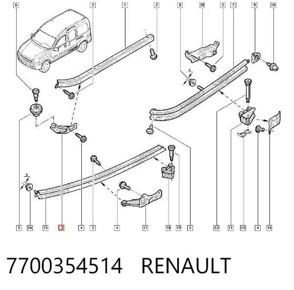 Ролик двері бічної/зсувної, лівий верхній 7700354514 Renault (RVI)