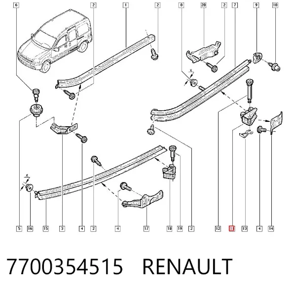 Ролик двері бічної/зсувної, лівий центральний 7700354515 Renault (RVI)