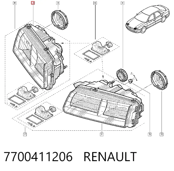 Фара права 7700411206 Renault (RVI)