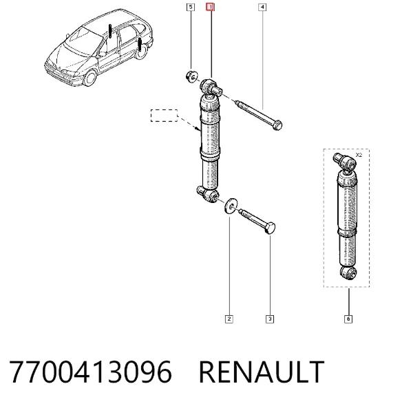 Амортизатор задній 7700413096 Renault (RVI)