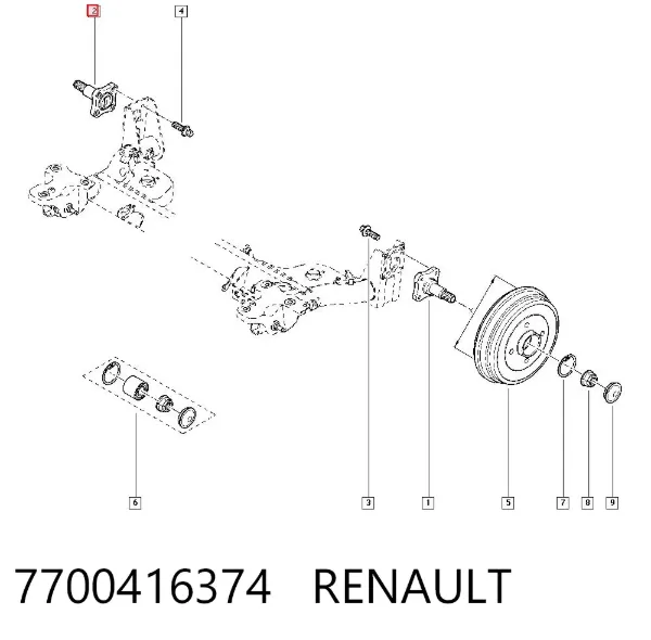 Цапфа - поворотний кулак задній 7700416374 Renault (RVI)