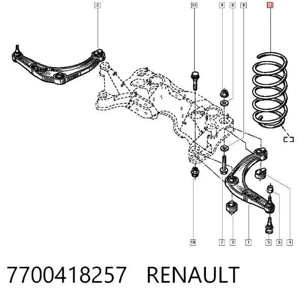 Пружина передня 7700418257 Renault (RVI)