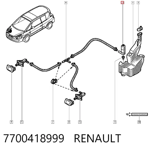 Насос-двигун омивача фар 7700418999 Renault (RVI)