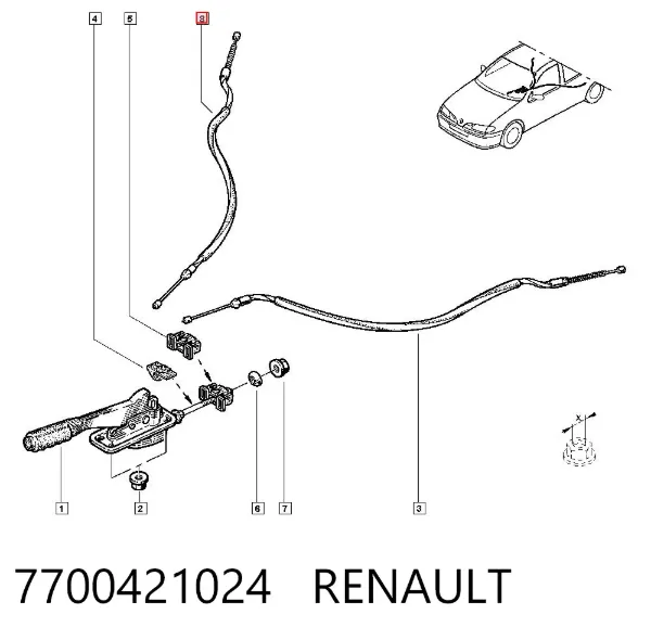 Трос ручного гальма задній, правий/лівий 7700421024 Renault (RVI)