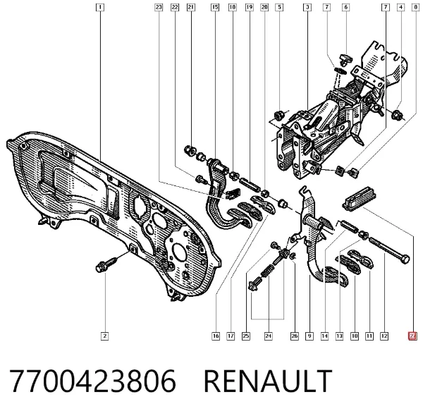 Кліпса педалі троса зчеплення 7700423806 Renault (RVI)