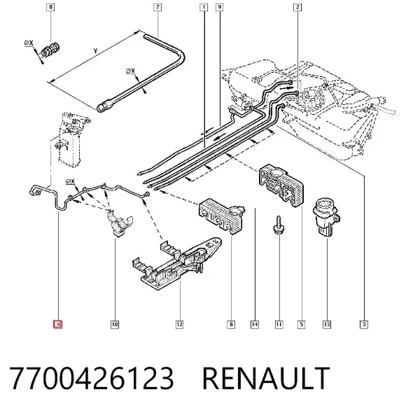 Трубка вентиляції паливного бака 7700426123 Renault (RVI)