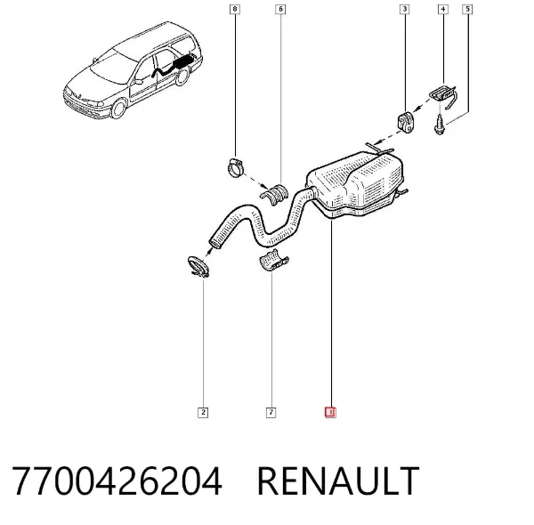 Глушник, задня частина 7700426204 Renault (RVI)