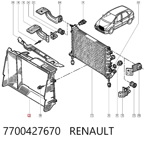 Дифузор (кожух) радіатора охолодження Renault Megane I