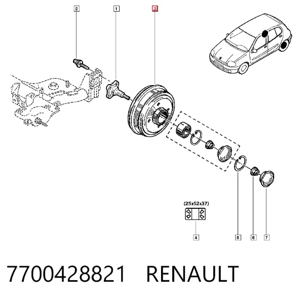 Барабан гальмівний задній 7700428821 Renault (RVI)