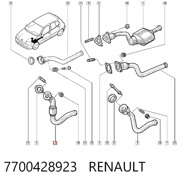 Труба приймальна (штани) глушника, передня 7700428923 Renault (RVI)