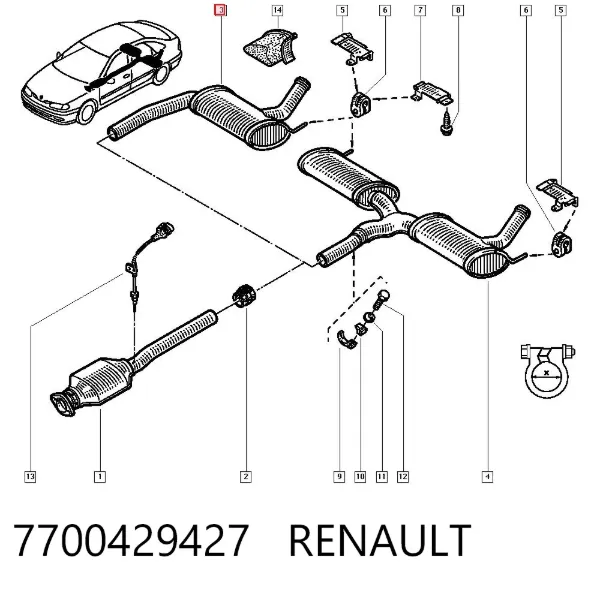 Глушник, центральна частина 7700429427 Renault (RVI)