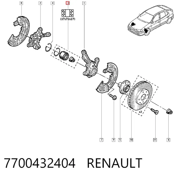 Підшипник ступиці 7700432404 Renault (RVI)