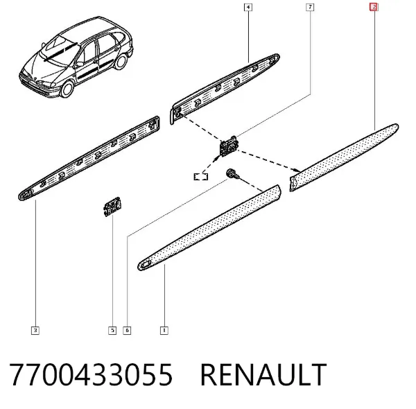 Накладка задньої лівої двері 7700433055 Renault (RVI)
