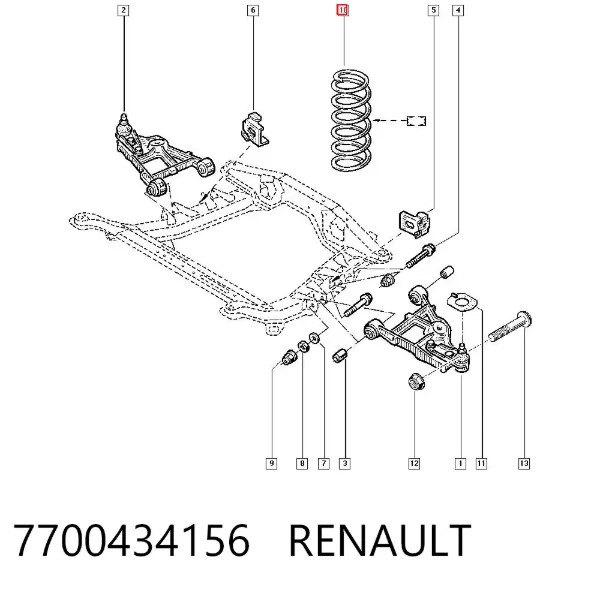 Пружина передня 7700434156 Renault (RVI)