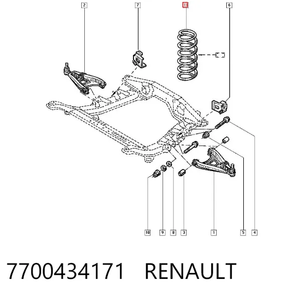 Пружина передня 7700434171 Renault (RVI)