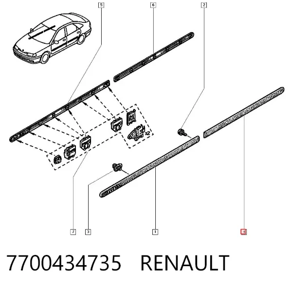 Молдинг задніх лівих дверей 7700434735 Renault (RVI)