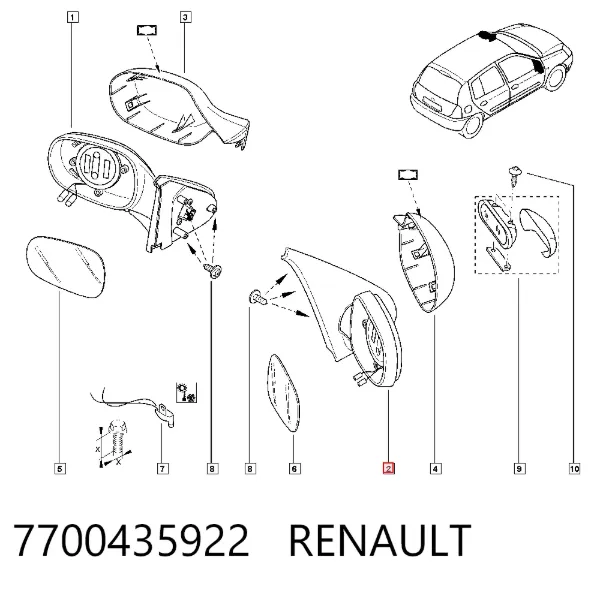 Дзеркало праве 7700435922 Renault (RVI)