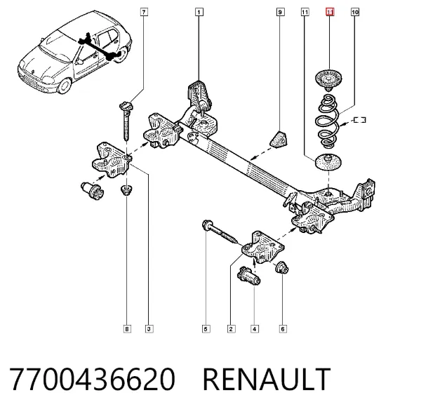 Проставка (гумове кільце) пружини задньої 7700436620 Renault (RVI)