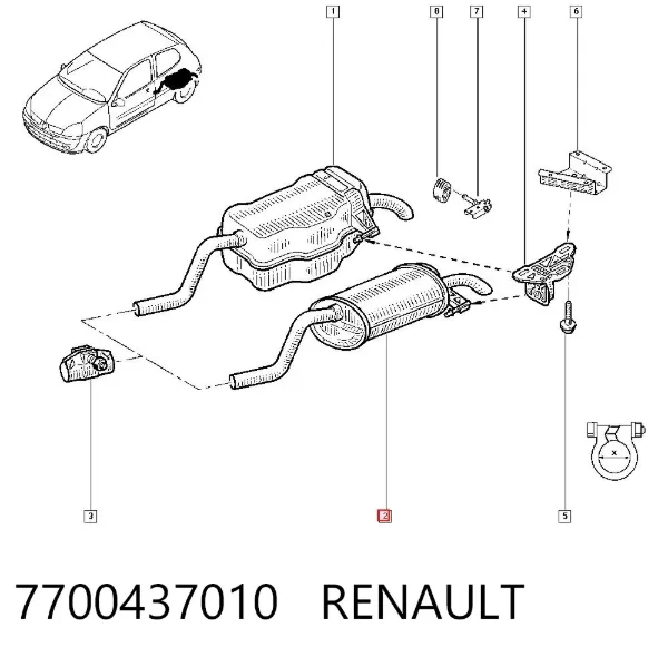 Глушник, задня частина 7700437010 Renault (RVI)