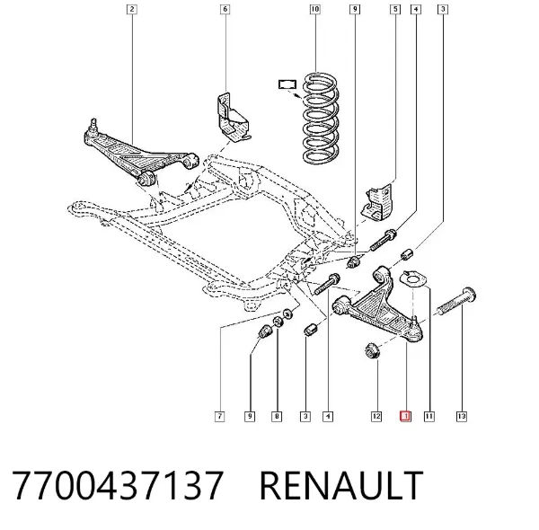 Важіль передньої підвіски нижній, лівий 7700437137 Renault (RVI)