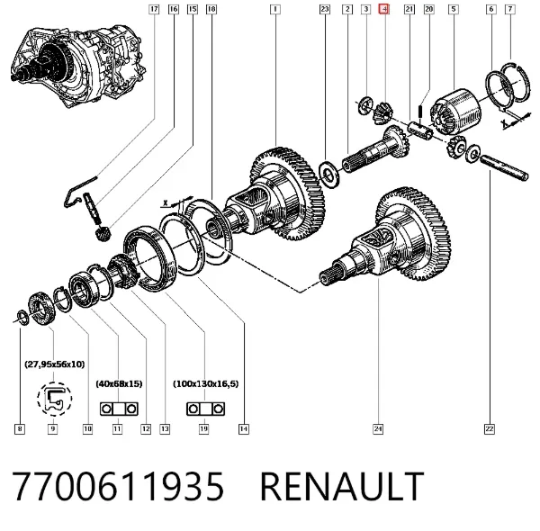 Сателіт диференціала 7700611935 Renault (RVI)