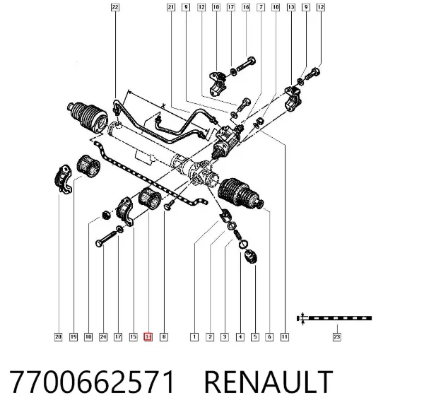 Втулка кріплення кермової рейки, ліва 7700662571 Renault (RVI)