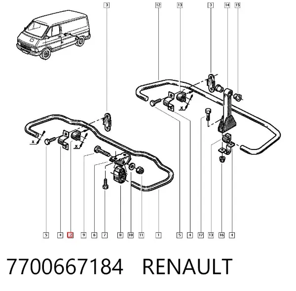Втулка стабілізатора заднього 7700667184 Renault (RVI)
