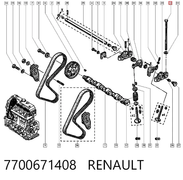 Болт ГБЦ 7700671408 Renault (RVI)