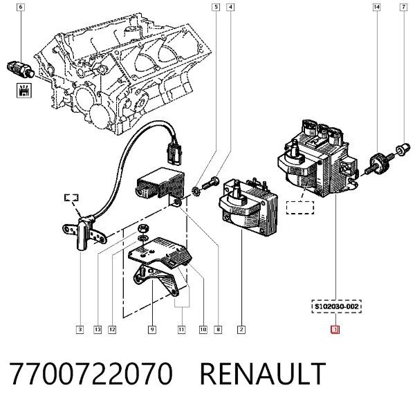 Котушка запалювання 7700722070 Renault (RVI)