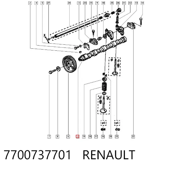 Розподільний вал 7700737701 Renault (RVI)