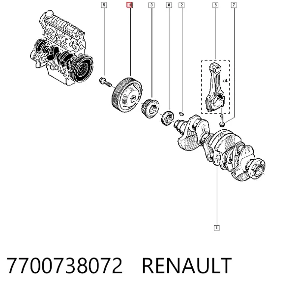 Шків колінвала 7700738072 Renault (RVI)