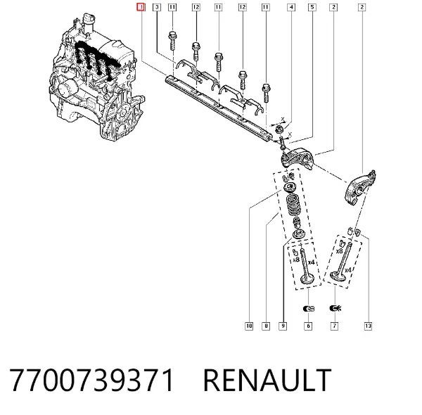 Вісь коромисла рокерів 7700739371 Renault (RVI)