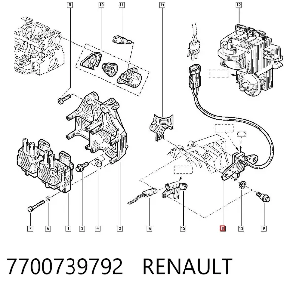 Датчик колінвала 7700739792 Renault (RVI)