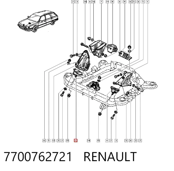 Подушка (опора) двигуна, права 7700762721 Renault (RVI)