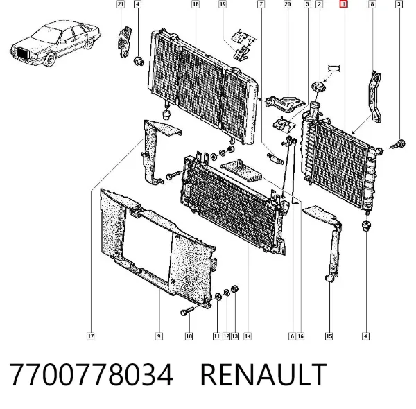 Радіатор 7700778034 Renault (RVI)