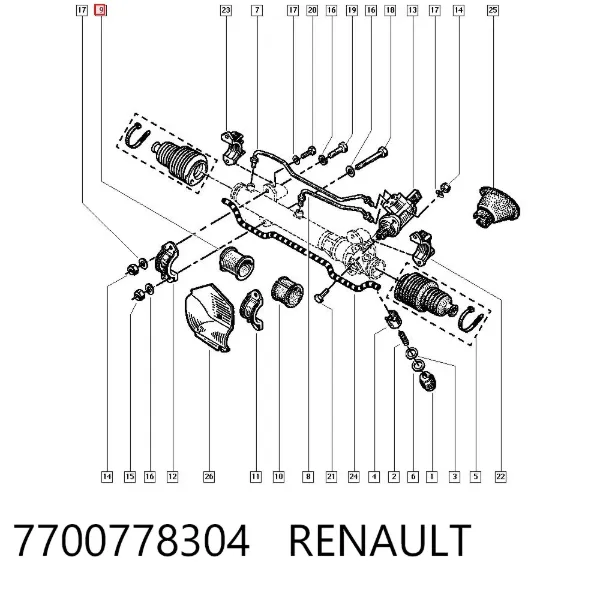 Втулка кріплення кермової рейки, права 7700778304 Renault (RVI)