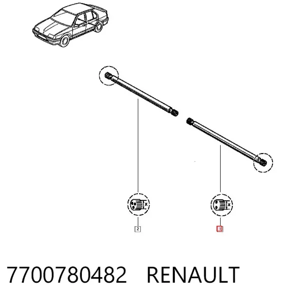 Торсіон задній лівий 7700780482 Renault (RVI)