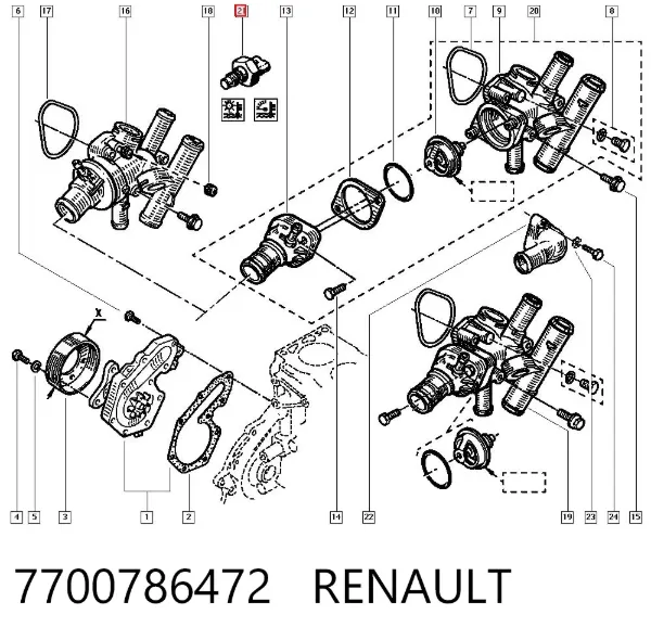 Датчик температури охолоджуючої рідини 7700786472 Renault (RVI)