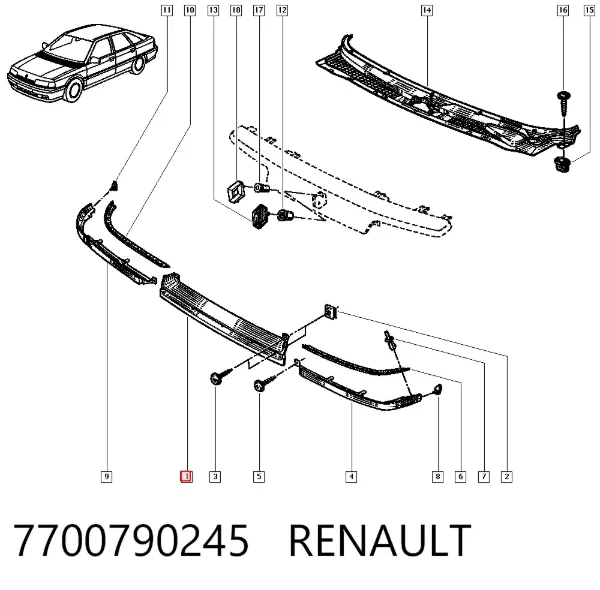 Решітка радіатора Renault 21 L48