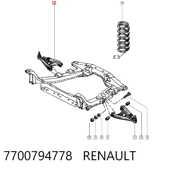 Важіль передньої підвіски нижній, правий 7700794778 Renault (RVI)