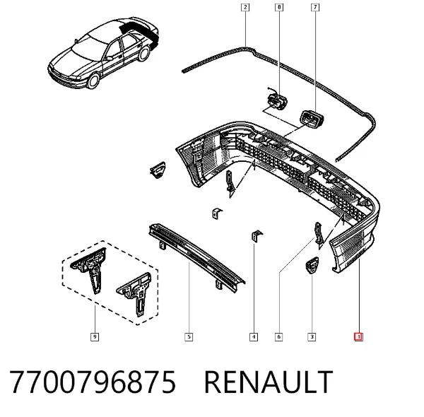 Задній бампер Renault Safrane I