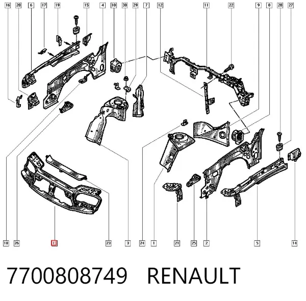 Рамка радіатора 7700808749 Renault (RVI)