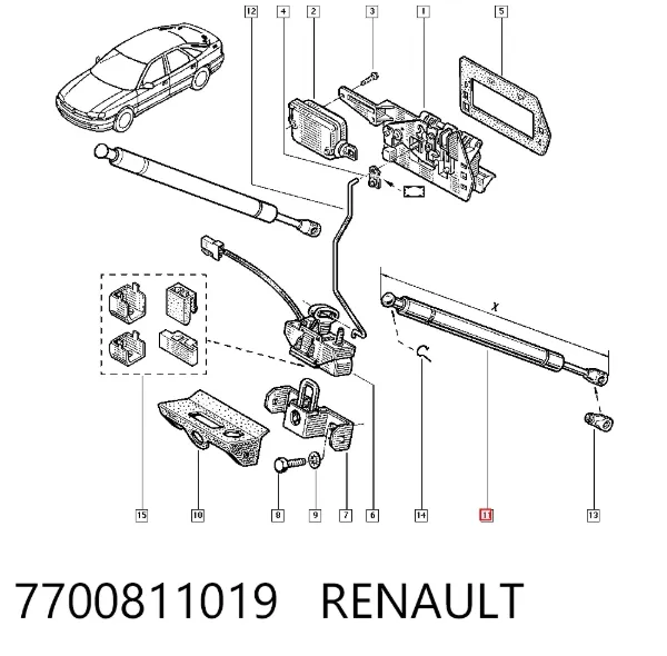 Амортизатор багажника 7700811019 Renault (RVI)