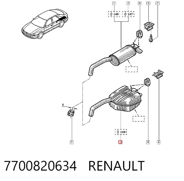 Глушник, задня частина 7700820634 Renault (RVI)