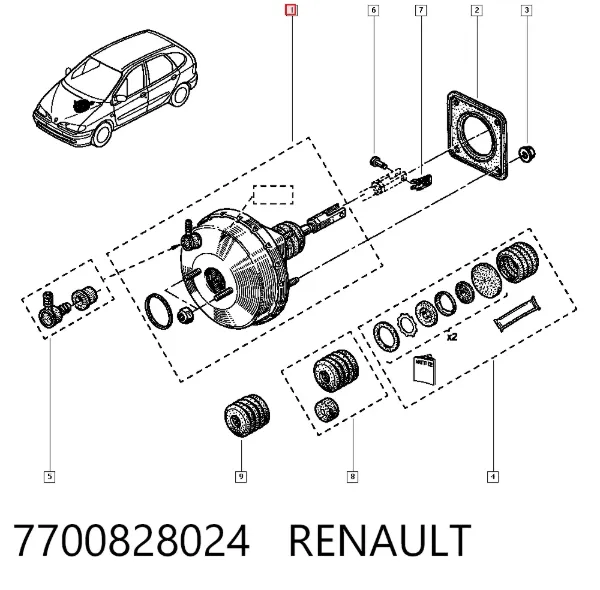 Підсилювач гальм 7700828024 Renault (RVI)