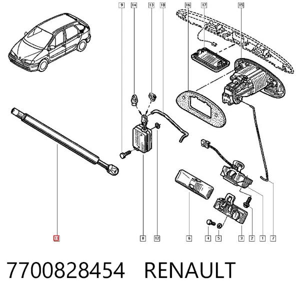 Амортизатор багажника 7700828454 Renault (RVI)